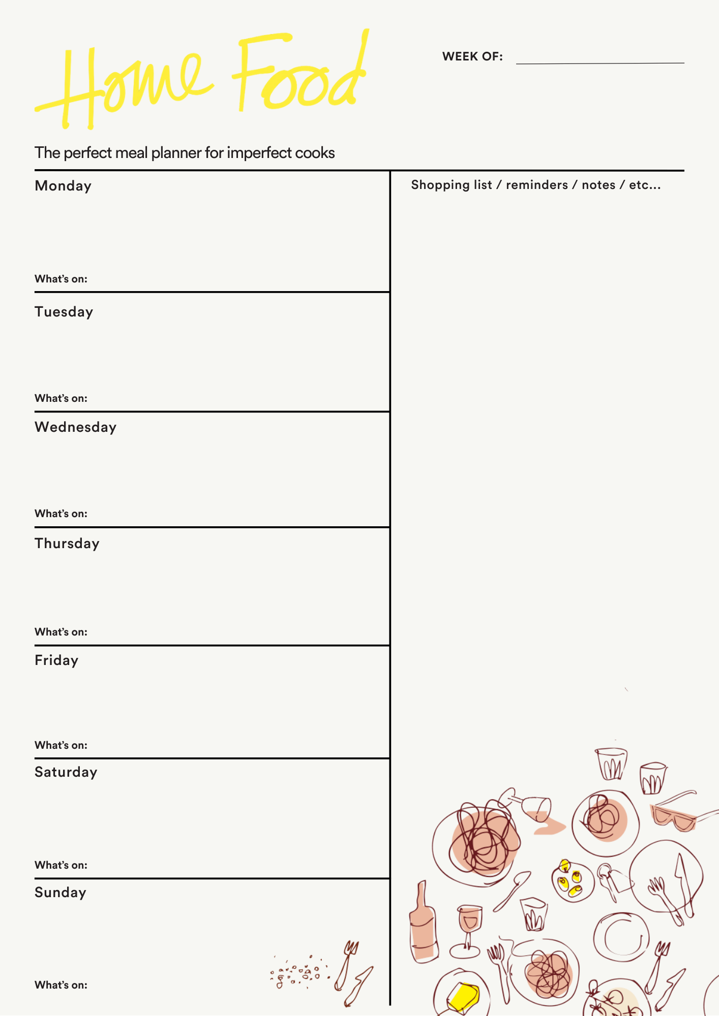 Home Food Meal Planner Fridge Magnet