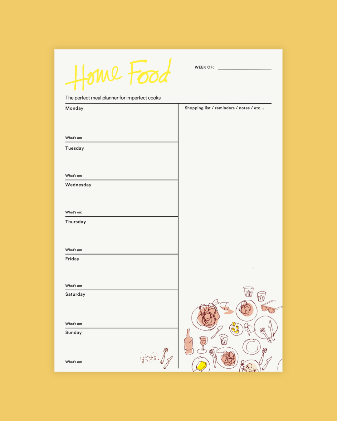 Home Food Meal Planner Fridge Magnet
